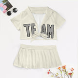 Custom Cream Gray Cheerleading Uniform Set