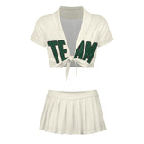 Custom Cream Green Cheerleading Uniform Set