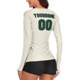 Custom Cream Green Women's Long-Sleeve Shirt