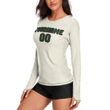 Custom Cream Dark Green Women's Long-Sleeve Shirt