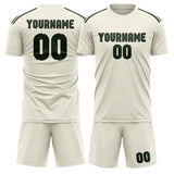 Custom Cream Dark Green Soccer Jersey
