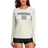 Custom Cream Light Blue Women's Long-Sleeve Shirt