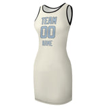 Custom Cream Light Blue Sleeveless Vest Dress