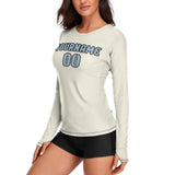 Custom Cream Light Blue Women's Long-Sleeve Shirt