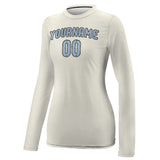 Custom Cream Light Blue Women's Long-Sleeve Shirt
