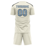 Custom Cream Light Blue Soccer Jersey
