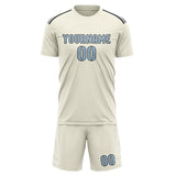 Custom Cream Light Blue Soccer Jersey