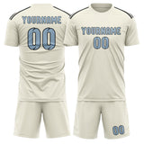 Custom Cream Light Blue Soccer Jersey