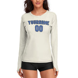 Custom Cream Sky Blue Women's Long-Sleeve Shirt