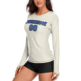 Custom Cream Sky Blue Women's Long-Sleeve Shirt