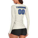 Custom Cream Sky Blue Women's Long-Sleeve Shirt