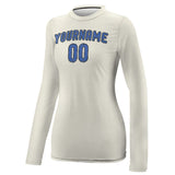 Custom Cream Sky Blue Women's Long-Sleeve Shirt