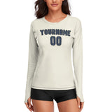 Custom Cream Blue Women's Long-Sleeve Shirt