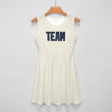 Custom Cream Blue Cheerleader Dress