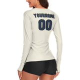 Custom Cream Blue Women's Long-Sleeve Shirt
