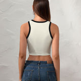 Custom Cream Blue Sleeveless Tank Top
