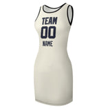 Custom Cream Navy Sleeveless Vest Dress