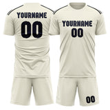 Custom Cream Navy Soccer Jersey
