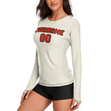 Custom Cream Orange Red Women's Long-Sleeve Shirt