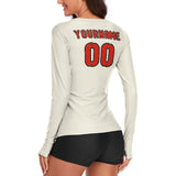 Custom Cream Orange Red Women's Long-Sleeve Shirt