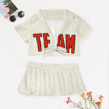 Custom Cream Orange Red Cheerleading Uniform Set