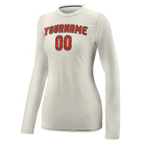 Custom Cream Orange Red Women's Long-Sleeve Shirt