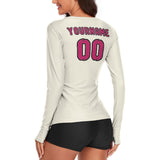 Custom Cream Pink Women's Long-Sleeve Shirt