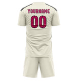 Custom Cream Pink Soccer Jersey
