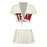Custom Cream Red Cheerleading Uniform Set