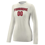 Custom Cream Red Women's Long-Sleeve Shirt