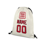 Custom Cream Red Drawstring Bag