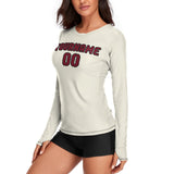 Custom Cream Crimson Red Women's Long-Sleeve Shirt
