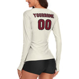 Custom Cream Crimson Red Women's Long-Sleeve Shirt