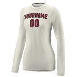 Custom Cream Crimson Red Women's Long-Sleeve Shirt
