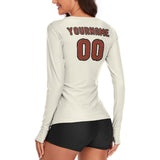 Custom Cream Coral Red Women's Long-Sleeve Shirt