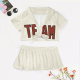 Custom Cream Coral Red Cheerleading Uniform Set