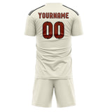 Custom Cream Coral Red Soccer Jersey