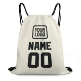 Custom Cream Black Drawstring Bag