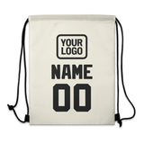 Custom Cream Black Drawstring Bag