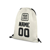Custom Cream Black Drawstring Bag