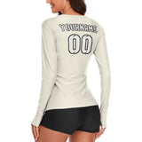 Custom Cream White Women's Long-Sleeve Shirt