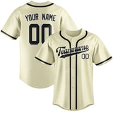 Custom Cream & Black Colors Design Sports Baseball Jersey