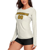 Custom Cream Yellow Women's Long-Sleeve Shirt
