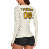 Custom Cream Yellow Women's Long-Sleeve Shirt