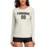 Custom Cream Dark Grey Women's Long-Sleeve Shirt