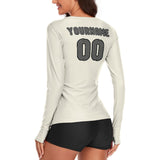 Custom Cream Dark Grey Women's Long-Sleeve Shirt
