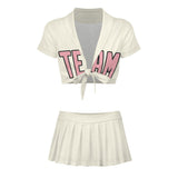 Custom Cream Light Pink Cheerleading Uniform Set