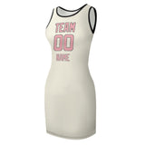 Custom Cream Light Pink Sleeveless Vest Dress