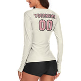 Custom Cream Light Pink Women's Long-Sleeve Shirt