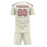 Custom Cream Light Pink Soccer Jersey